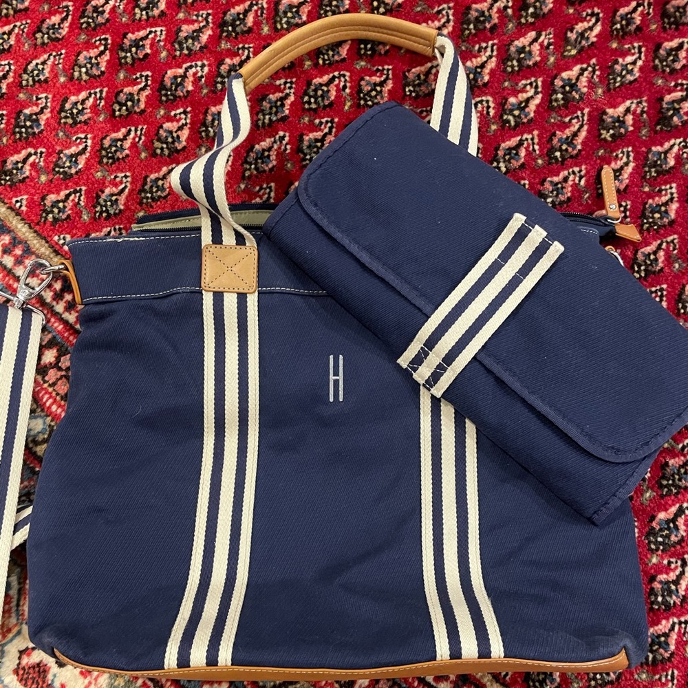 Pottery Barn Kids Navy and White Baby Bag Set